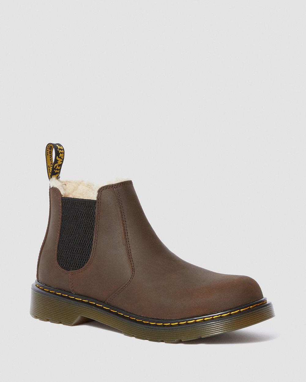 Dr Martens 2976 Faux Fur Lined Chelsea Boots Detske ( Tmavo Hnede ) SK 359-DQUWIS